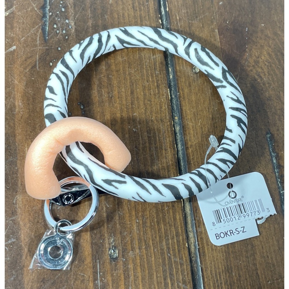 Oventure Big O Key Ring Zebra Print Silicone Keychain Key Ring‎ NEW